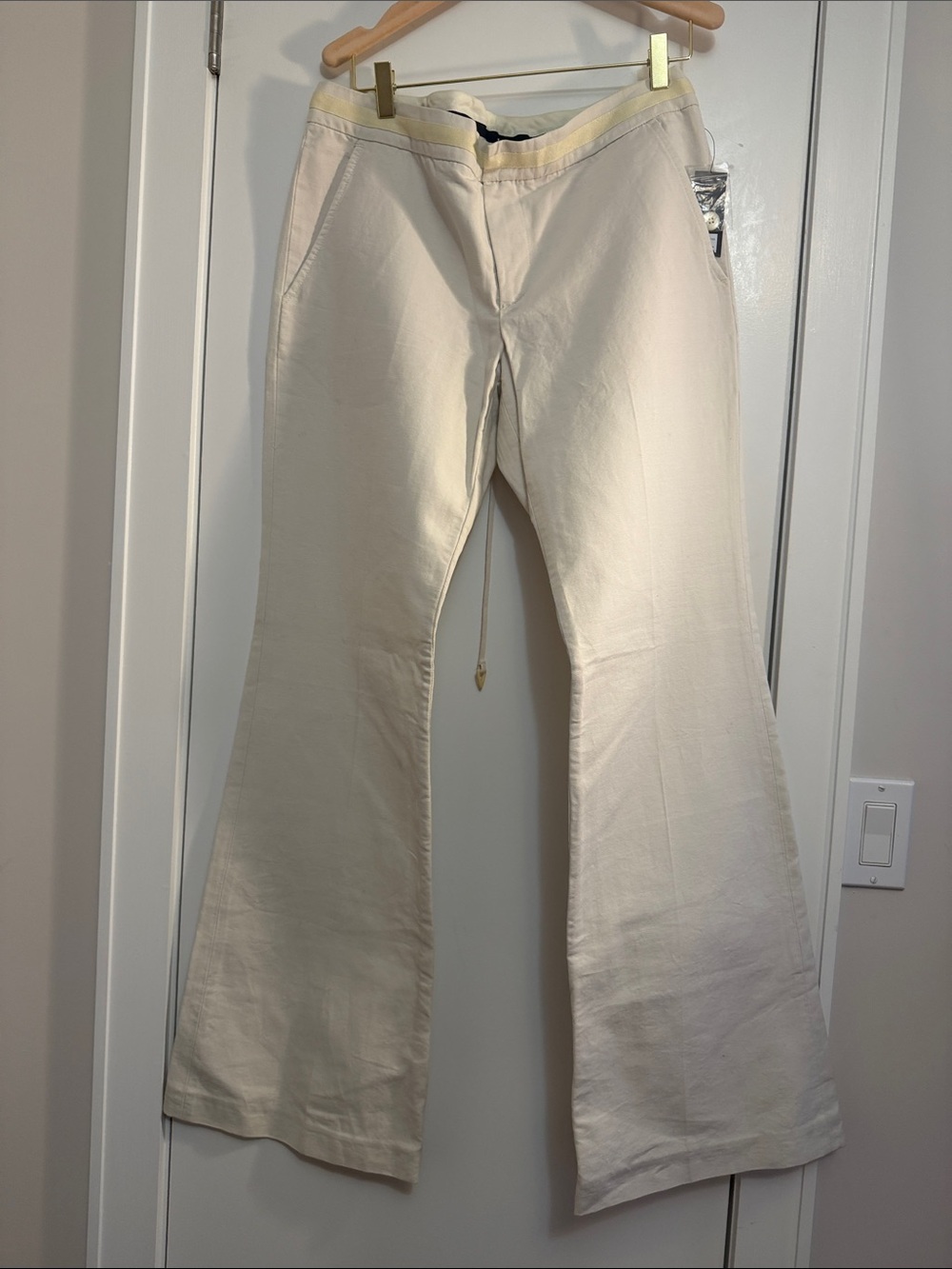 Marc Jacobs Ivory  Cotton Women's Wide Leg Flare Pants Size:8